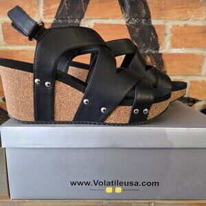 New Volatile Tory Cork Wedge Sandal Size 8